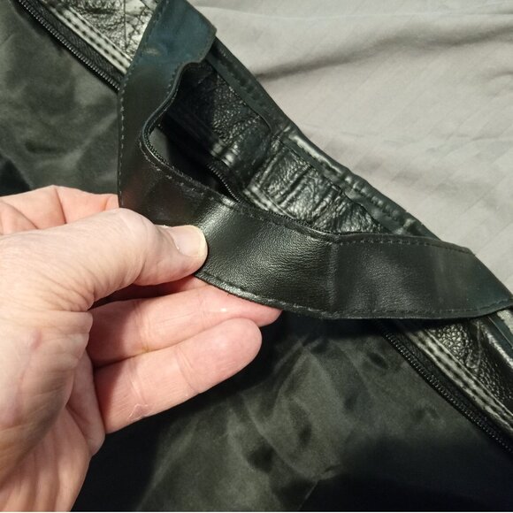 Patchwork Leather Garment Bag with embroidered Dallas Dance Festival Logo - Picture 11 of 14